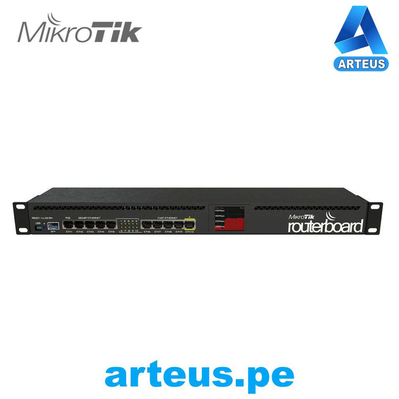 MIKROTIK RB2011UiAS-RM - ROUTERBOARD, CPU 1 NÚCLEO, 5P GIGABIT, 5P FAST, 1P SFP, RouterOS L5 RACKEABLE - ARTEUS