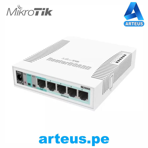 MIKROTIK RB260GS - Switch Mikrotik 5 puertos Gigabit Ethernet y 1 SFP - ARTEUS