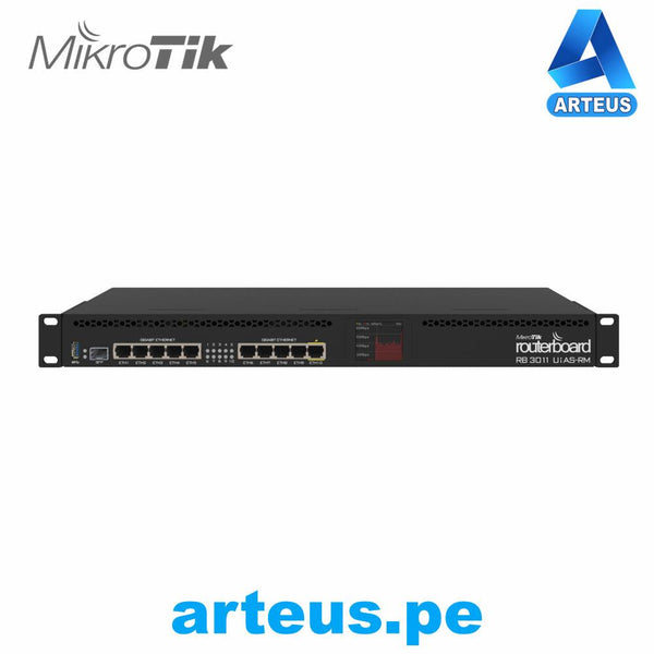 MIKROTIK RB3011UiAS-RM - RouterBOARD CPU 2 Núcleos, 10P Gigabit Ethernet, 1P SFP, 1 GB Memoria, Licencia Nivel 5, Montaje Rack - ARTEUS