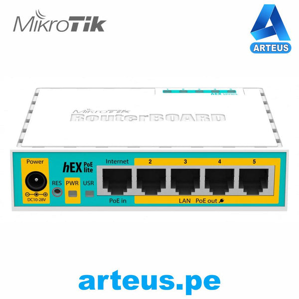 MIKROTIK RB750UPr2 - (HEX POE LITE) ROUTERBOARD, 5 PUERTOS FAST ETHERNET, 4 CON POE PASIVO, 1 PUERTO USB - ARTEUS