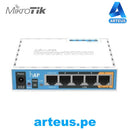 MIKROTIK RB951Ui-2nD - ROUTERBOARD, 5 PUERTOS FAST, 1 PUERTO USB, WIFI 2.4 GHZ 802.11 B/G/N, GRAN COBERTURA CON ANTENA 2.5 DBI, HASTA 1 WATT DE POTENCIA - ARTEUS