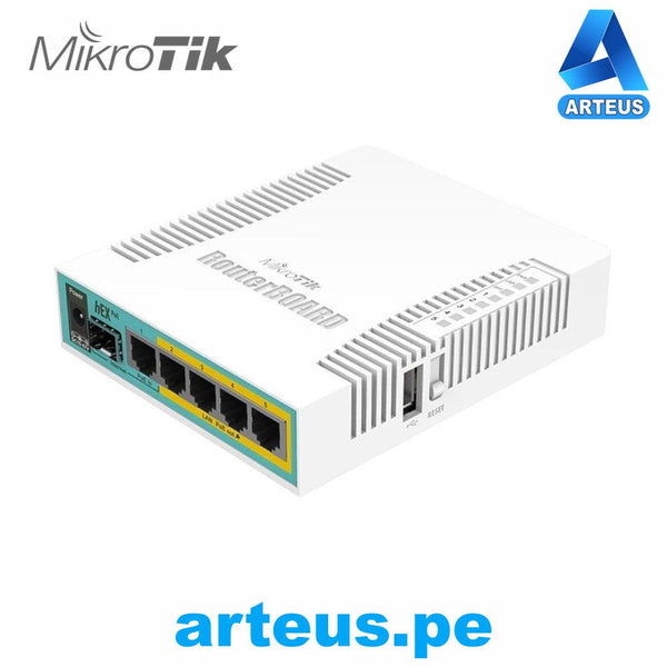 MIKROTIK RB960PGS - (HEX POE) ROUTERBOARD 5 PUERTOS GIGABIT ETHERNET POE 802.3AT, 1 PUERTO USB - ARTEUS