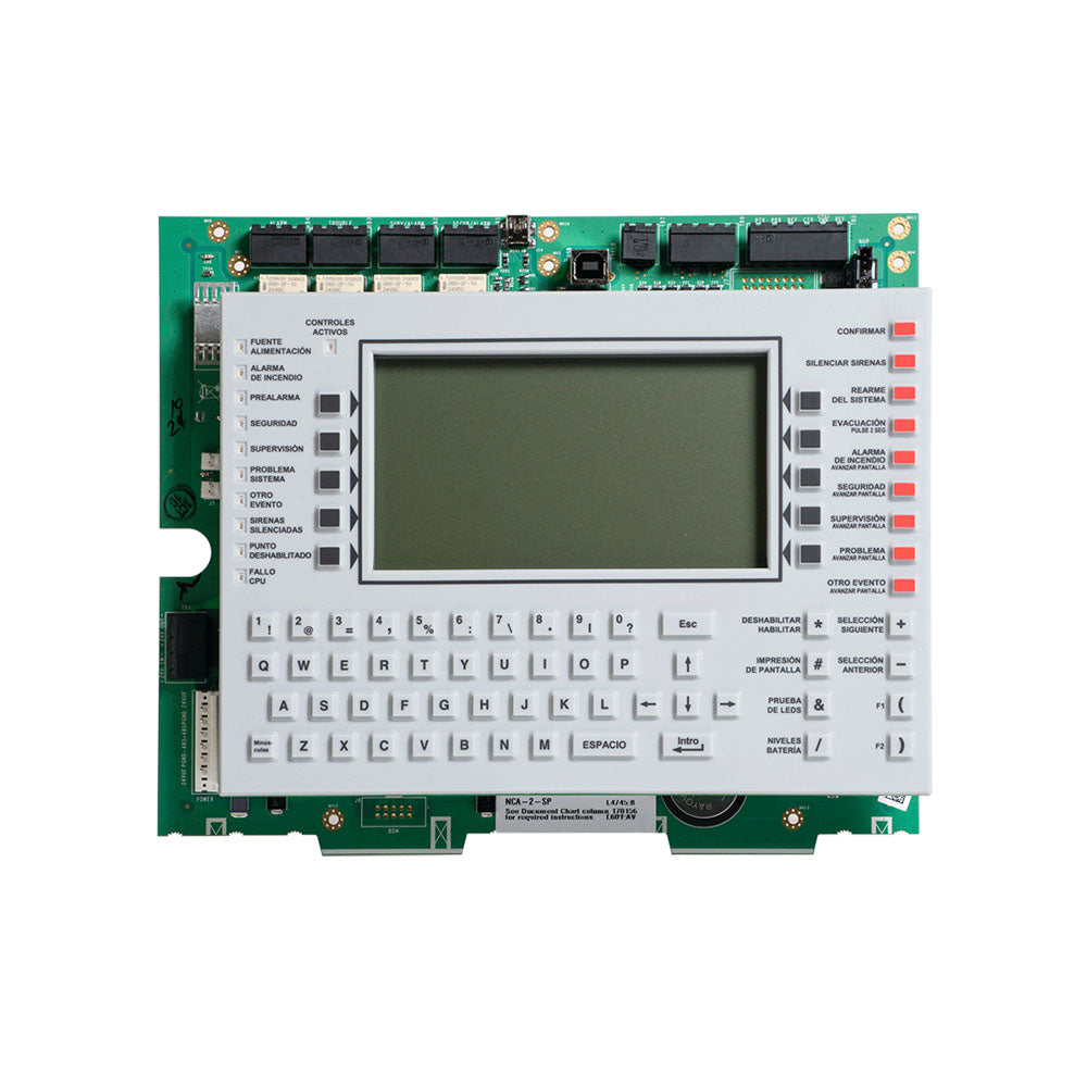 NOTIFIER NCA-2-SP Anunciador de red con pantalla de 640 caracteres. idioma español. certificación UL, FM.
