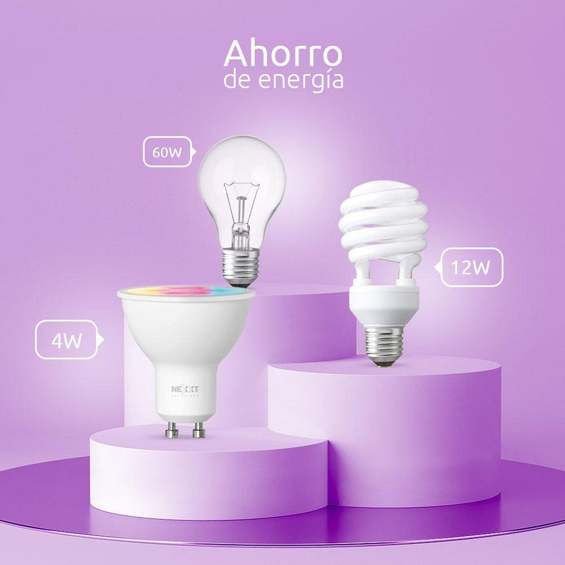 NEXXT HOME NHB-C320 3PK, Bombilla LED Inteligente WIFI MULTICOLOR 220V GU10. ALEXA. Pack x 3 - ARTEUS