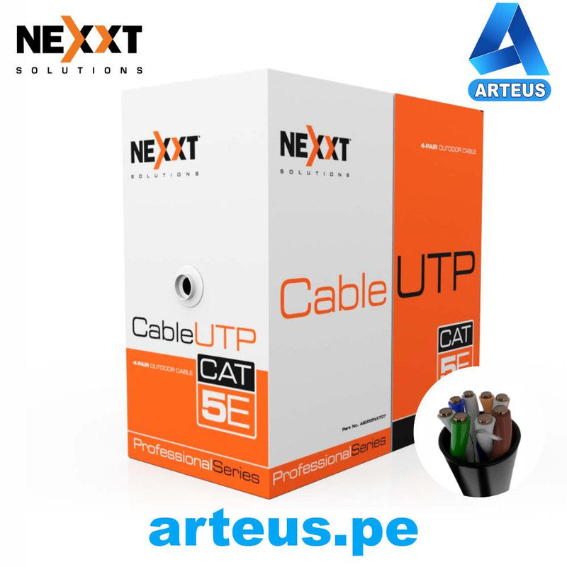 NEXXT SOLUTIONS AB355NXT07 - Caja de Cable Exterior CAT5E UTP Negro 305 Mts - ARTEUS