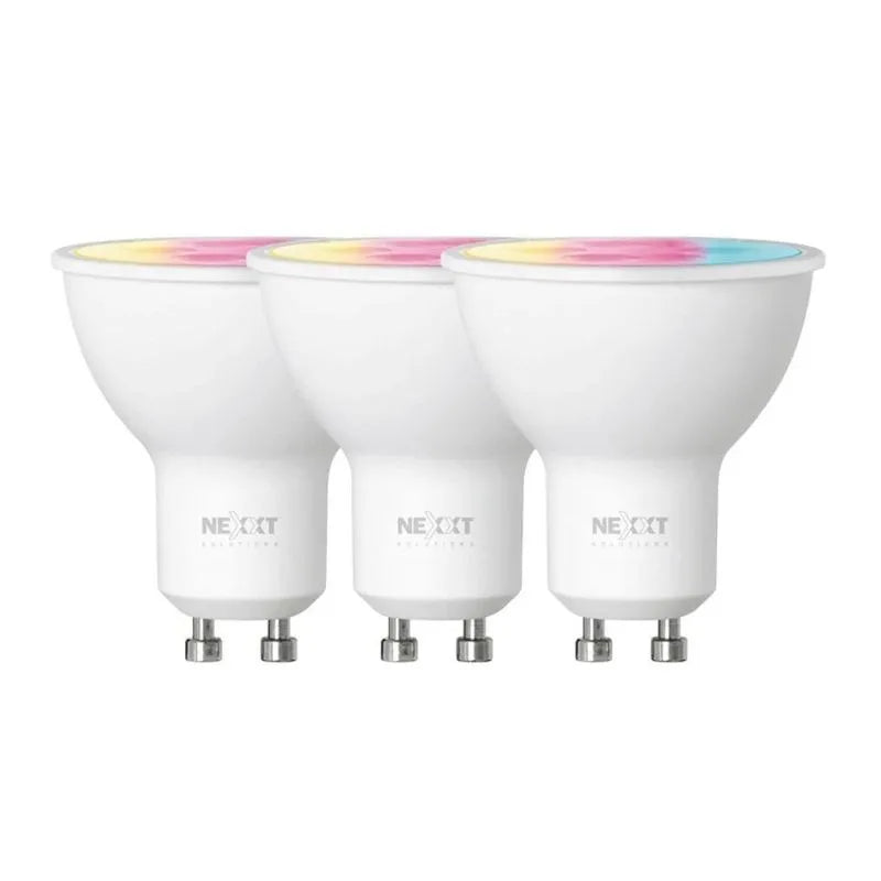 NEXXT SOLUTIONS NHB-C320 3PK, Kit Dicroico Bombilla LED WIFI HOME SMART MULTICOLOR 220V GU10. ALEXA. Pack x 3