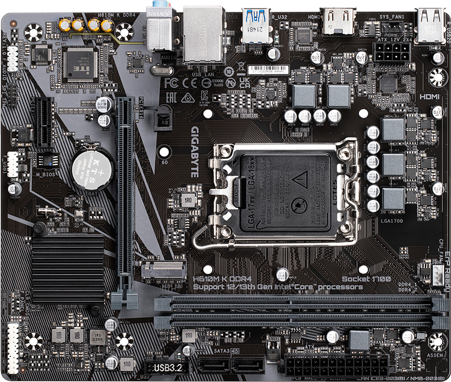 GIGABYTE H610M K DDR4 Placa Madre Intel H610 DDR4 LGA1700