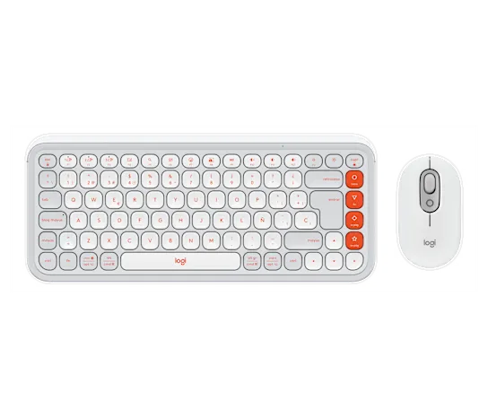 LOGITECH 920-013055 POP ICON Kit Teclado + Mouse  Bluetooth Naranja/Blanco
