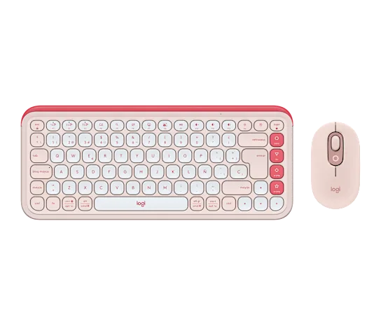 LOGITECH 920-013053 POP ICON Kit Teclado + Mouse  Bluetooth Rosado/Blanco
