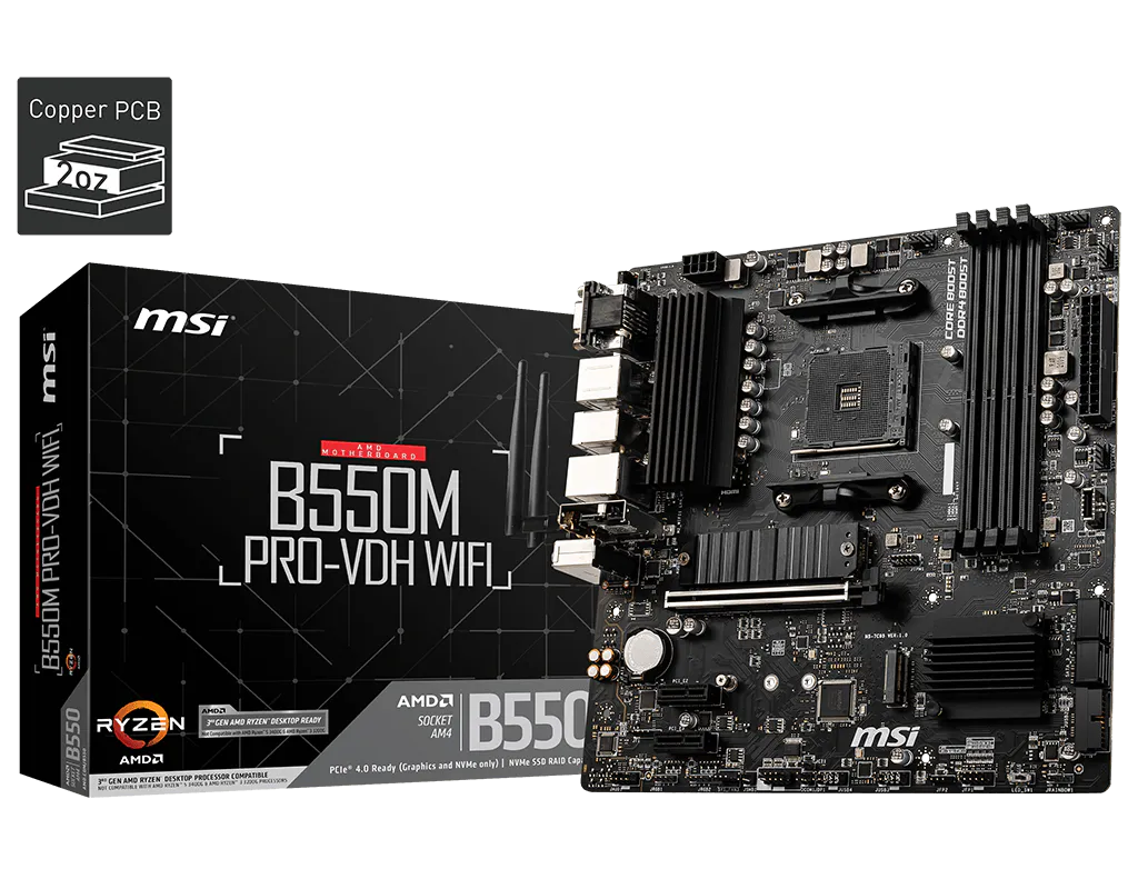 MSI B550M PRO-VDH WIFI Placa Madre AMD B550 AM4 Socket