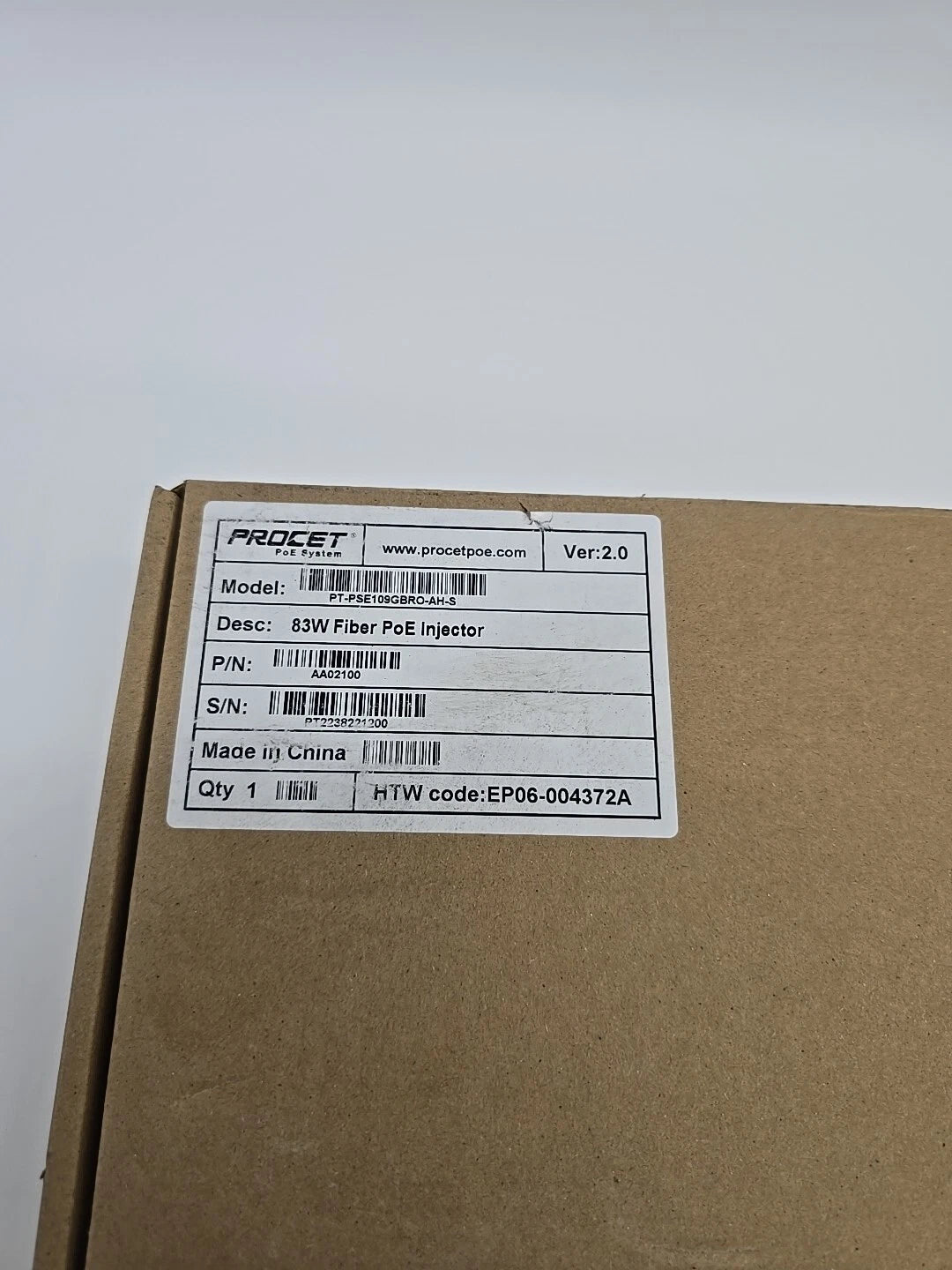 PROCET PT-PSE109GBRO-AH-S (CAJA ABIERTA 8/10) Inyector PoE 83w Gigabit
