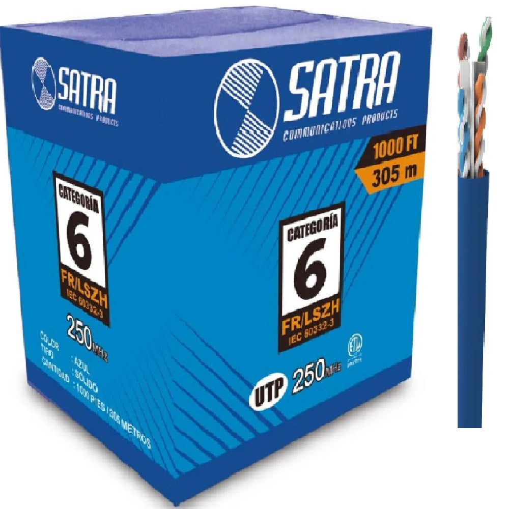 SATRA 0212021122 Cable UTP Cat6 Cobre Sólido 24AWG LSZH-3 LSFRZH Azul 305m