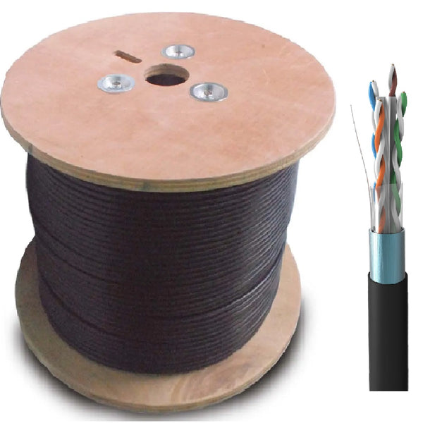 SATRA 0212101205 Cable UTP F/UTP CAT 6 cobre sólido 24AWG negro exterior  x 305mts