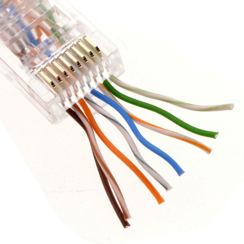 SATRA 101040002 EZ Conector Plug RJ45 CAT 5E con secuencia de colores caja x 100unid