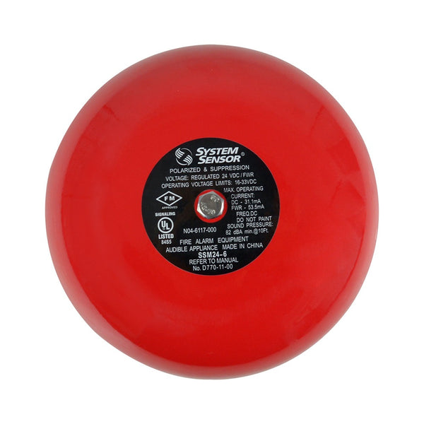 SYSTEM SENSOR SSM24-6 Campana de 6" 24v rojo