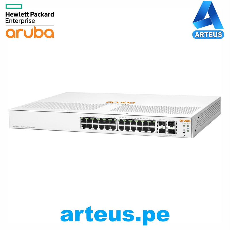 Switch de 24 puertos Giga + 4 puertos de fibra SFP ARUBA INSTAN ON 1930 HPE JL682A. Conmutador administrable. Capa 3 - ARTEUS