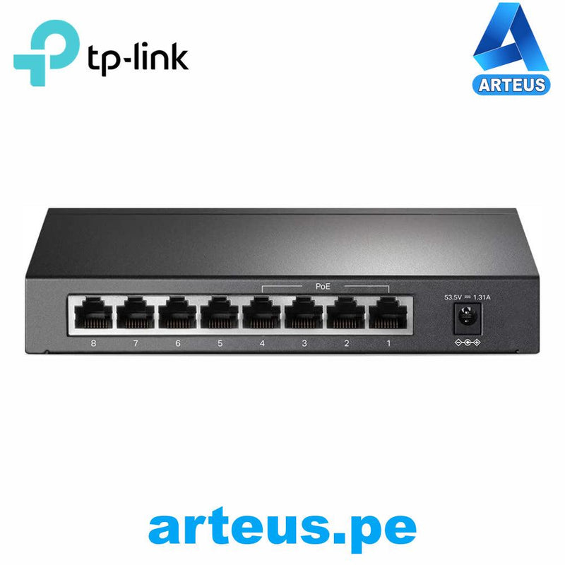 Switch gigabit de 8 puertos con 4 puertos POE+ TP-LINK SG1008P 64W hasta 250mts en modo extendido - ARTEUS