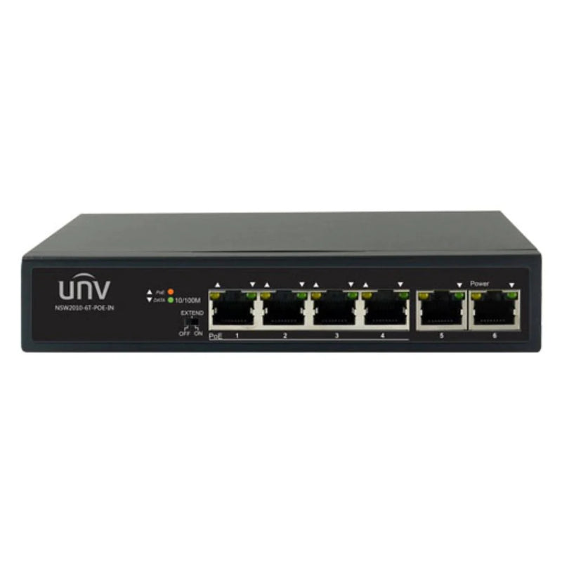 UNIVIEW NSW2010-6T-POE-IN Switch 4 puertos POE y 2 puertos 10/100 30w metal