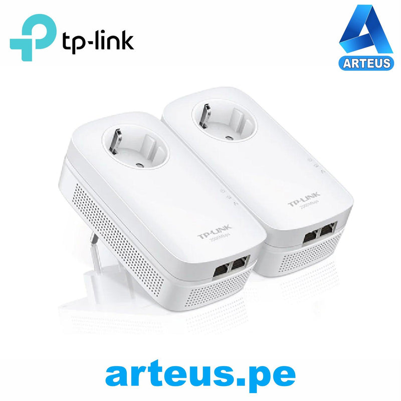 TP-LINK TL-PA9020P - Kit powerline de 2 puertos gigabit AV2000 nano adaptadores por linea eléctrica 2000Mbps tomacorriente integrado - ARTEUS