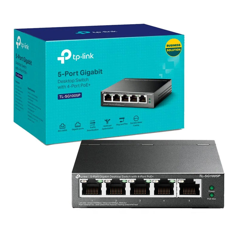 TP-LINK SG1005P, Switch 5 Puertos Giga con 4 puertos POE+ 65w