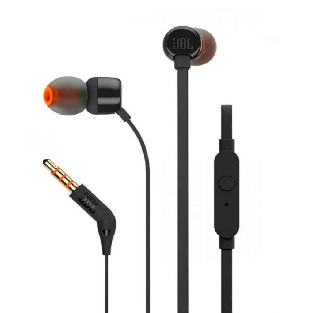 JBL TUNE110, Audífono de Botón con Mic Negro - JBLT110BLKAM