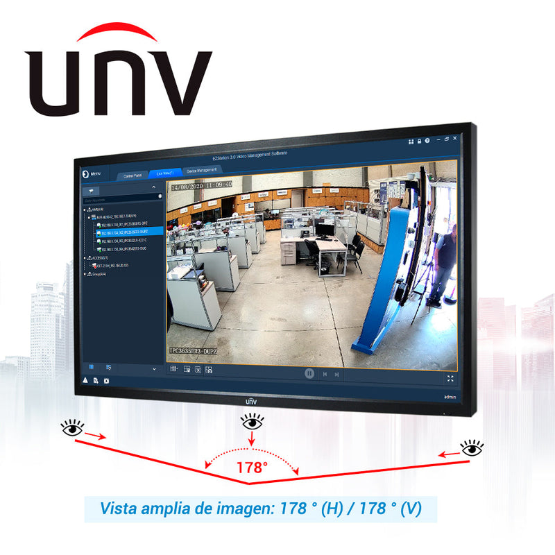 UNIVIEW MW3255-F-V, Monitor Led 55" 4K Profesional para Videovigilancia Operación 24x7
