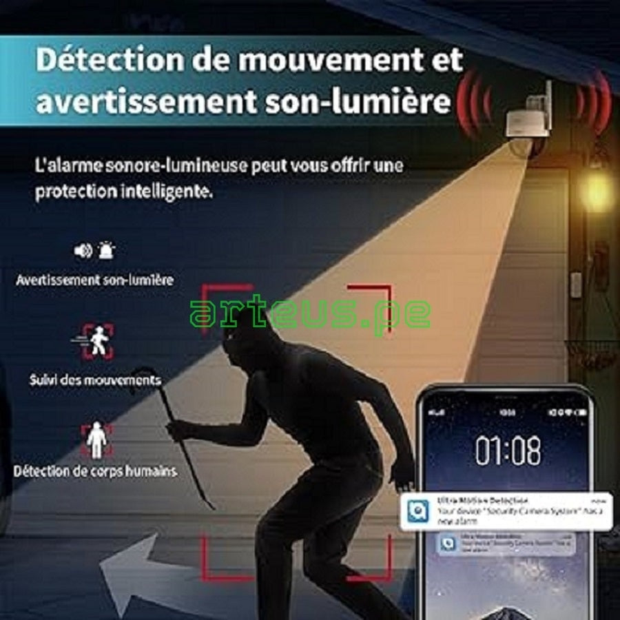 UNIVIEW UHO-P1A-M3F4D Cámara de seguridad WIFI 3MP 2K PT 360º audio y alarma