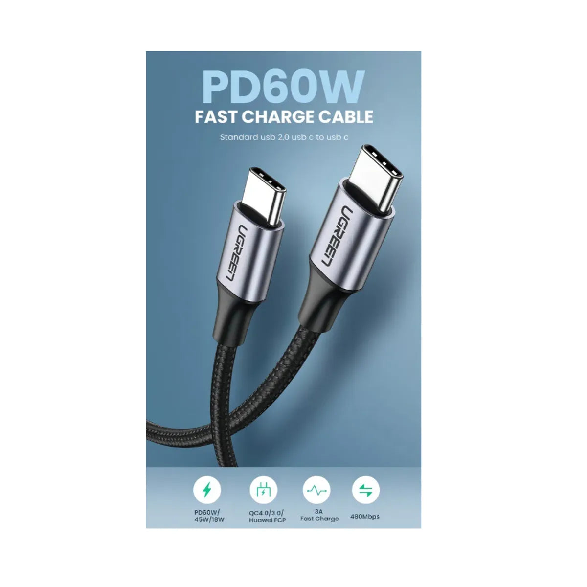UGREEN US261 50150 Cable Redondo USB-C a USB-C 1m
