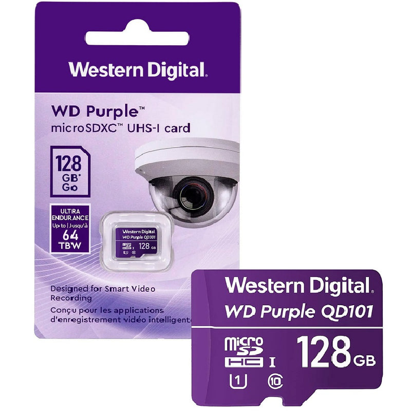 WESTERN DIGITAL WDD128G1P0C, Memoria MicroSD Flash WD Púrpura 128GB exclusivo para videovigilancia 24x7