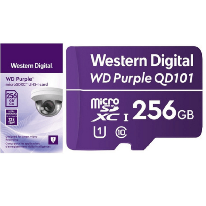 WESTERN DIGITAL WDD256G1P0C, Memoria MicroSD Flash WD Púrpura 256GB exclusivo para videovigilancia 24x7