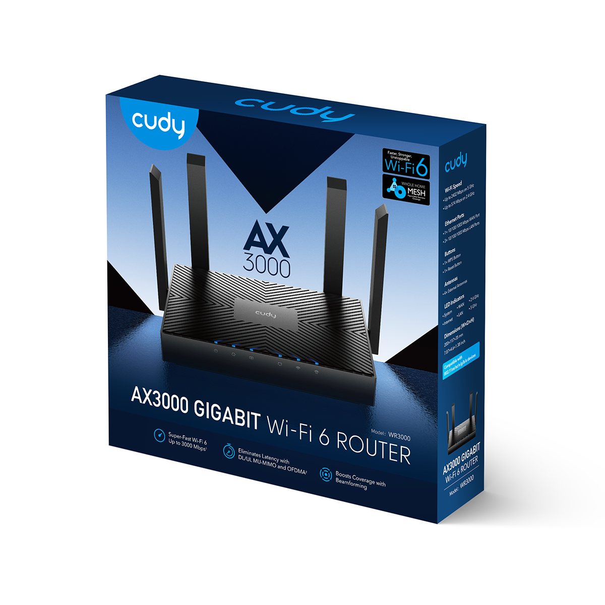 CUDY WR3000 Router WiFi6 de malla Gigabit AX3000