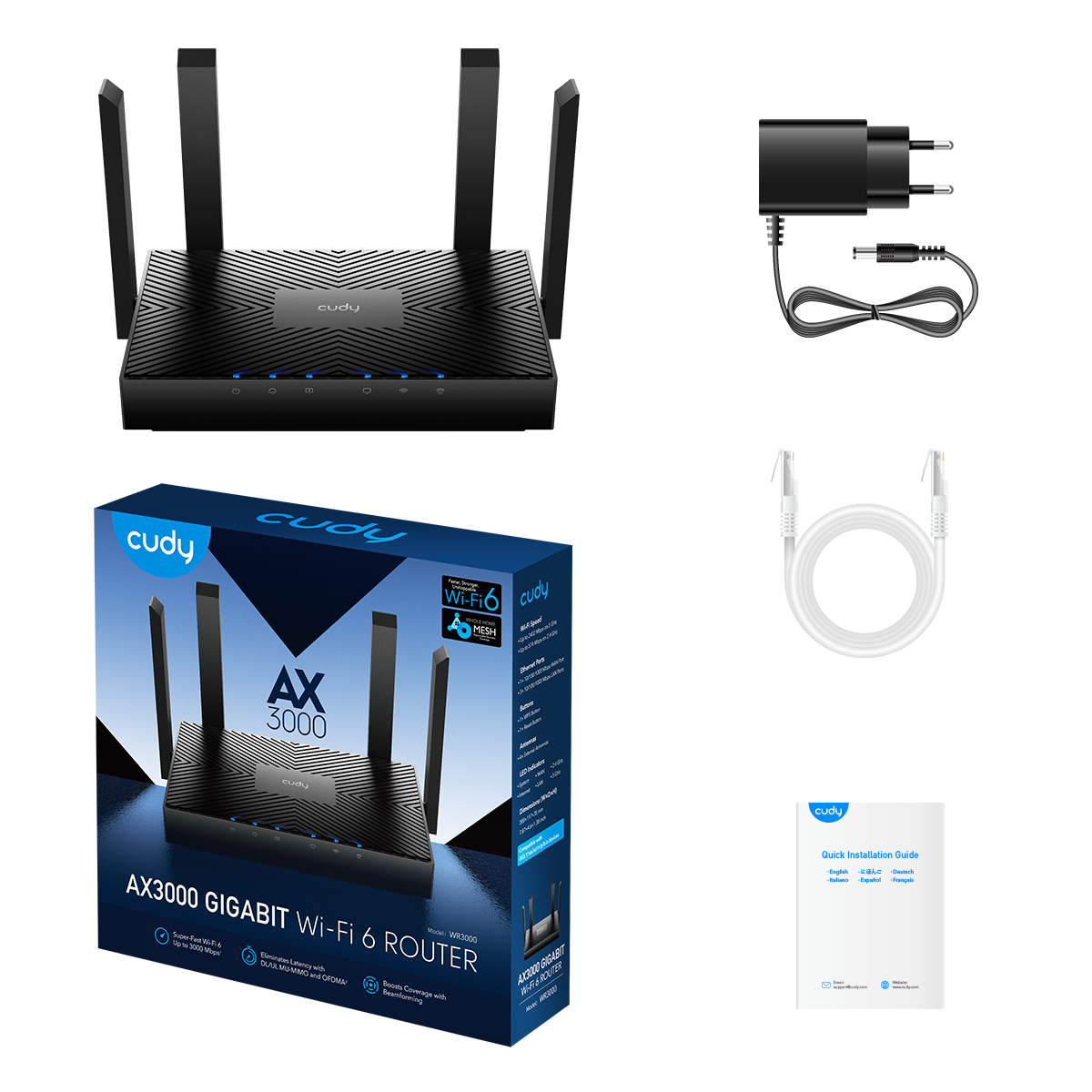 CUDY WR3000 Router WiFi6 de malla Gigabit AX3000