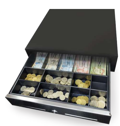 CBX CS410G Gaveta Cajón de Dinero 41x41x10cm: 5 Billetes+ 8 Monedas RJ11/Llave