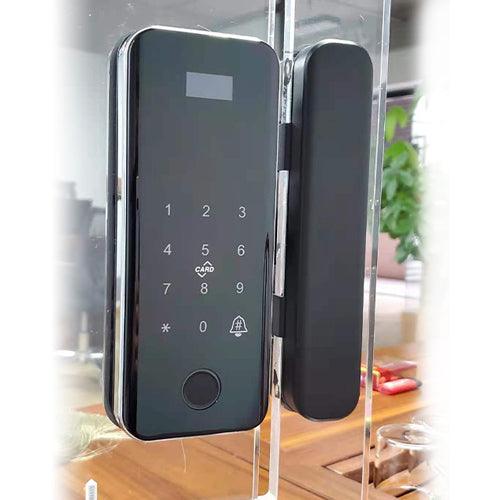 ZKTECO GL300W/L, Cerradura smart para puertas de vidrio biométrico wifi lado Derecho con verificación por huella, tarjeta mifare y contraseña. Color negro - ARTEUS
