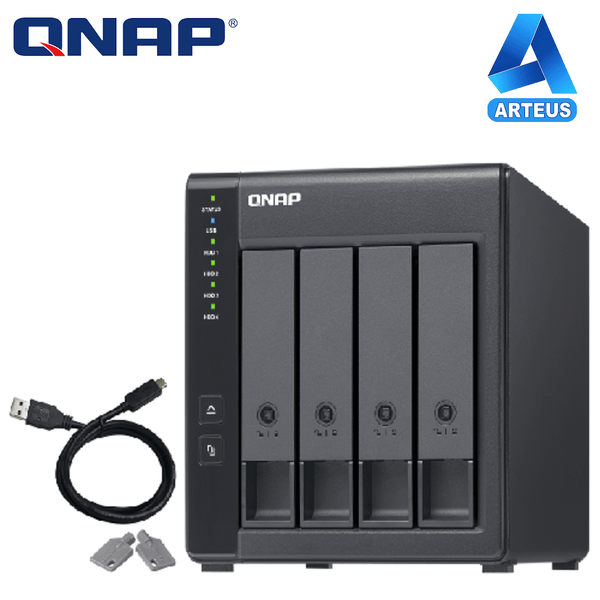 QNAP TR-004-US _ 4-bay USB 3.0 type-C (5Gbps) hardware RAID enclosure/ DAS, supports 3.5" SATA HDD and 2.5" SATA SSD. Single, RAID 0/ 1/ 5/ 6/ 10 and JBOD. Expansion unit for QNAP NAS, Windows, Mac or Linux computers. - ARTEUS