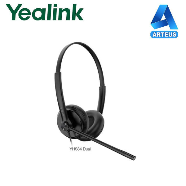 Auricular dual profesional YEALINK YHS-34 DUAL Audifono duo con conexion QD y cable RJ, diseño ultraligero. Ideal para oficinas y call center. - ARTEUS