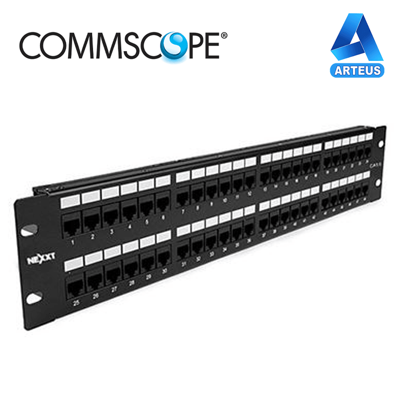 COMMSCOPE 760237047, Patch panel 48 puertos modular 2-ru cat5e/cat6/cat 6a sl negro (jacks no incluidos) - ARTEUS