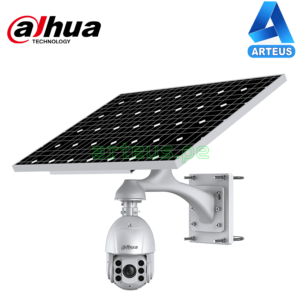 DAHUA KIT-SOLAR-PTZ Kit de camara de vigilancia IP SOLAR PTZ 2K Zoom 32X 4G Incluye: 1 Panel solar + 1 Domo PTZ 4MP Vision nocturna 150m. - ARTEUS