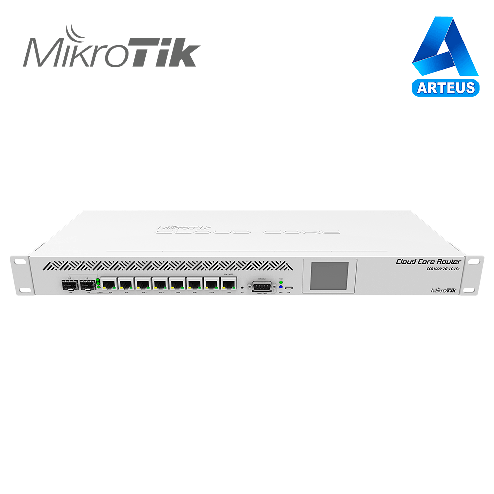 MIKROTIK CCR1009-7G-1C-1S+ - CLOUD CORE ROUTER, CPU 9 NÚCLEOS,7 PUERTOS GIGABIT, 1 COMBO TP/SFP, 1 PUERTO SFP+, 2 GB MEMORIA - ARTEUS