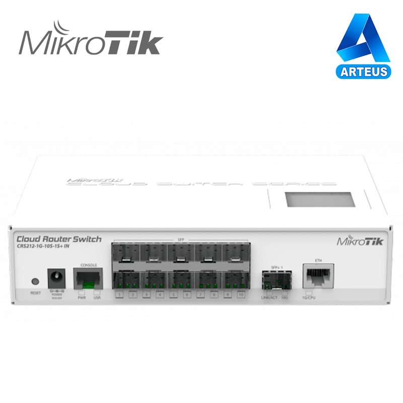 MIKROTIK CRS212-1G-10S-1S+IN - CLOUD ROUTER SWITCH 64MB RAM, 1XGIGABITLAN, 10XSFP, 1XSFP+ ROS L5, LCD - ARTEUS