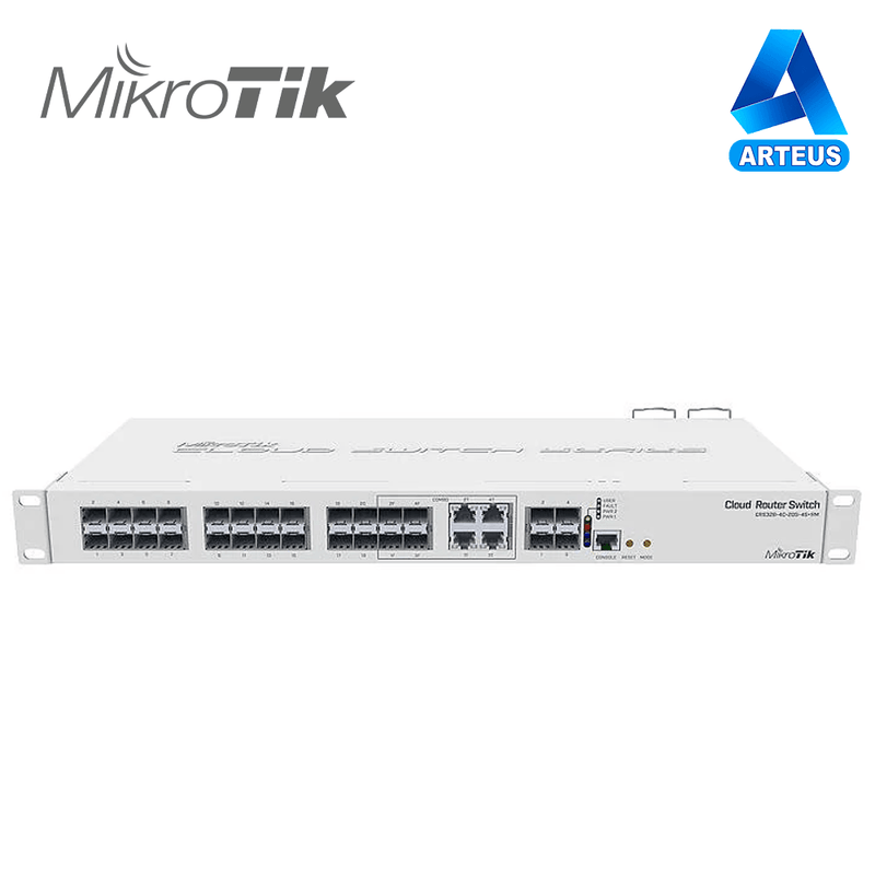 MIKROTIK CRS328-4C-20S-4S+RM - CLOUD ROUTER SWITCH ADMINISTRABLE L3, 4 PUERTOS COMBO TP/SFP, 20 PUERTOS SFP, 4 PUERTOS SFP+ - ARTEUS