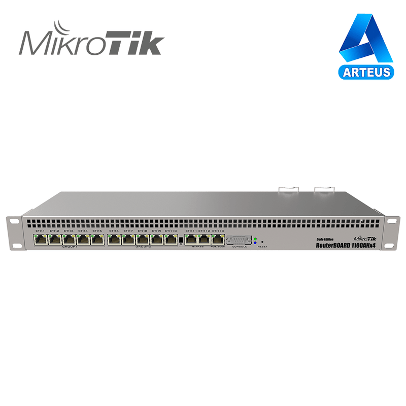 MIKROTIK RB1100AHx4 - ROUTERBOARD 1100x4 CPU 4 NÚCLEOS, 13P GIGABIT LAN, 1 GB MEMORIA, LICENCIA NIVEL 6 - ARTEUS