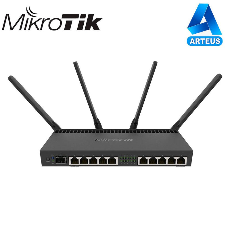 MIKROTIK RB4011iGS+5HacQ2HnD-IN - ROUTER CON WI-FI 4X4 MU-MIMO, HASTA 2 WATTS DE POTENCIA, ANTENAS DE 3 DBI, 10 PUERTOS GIGABIT, 1 PUERTO SFP+ - ARTEUS