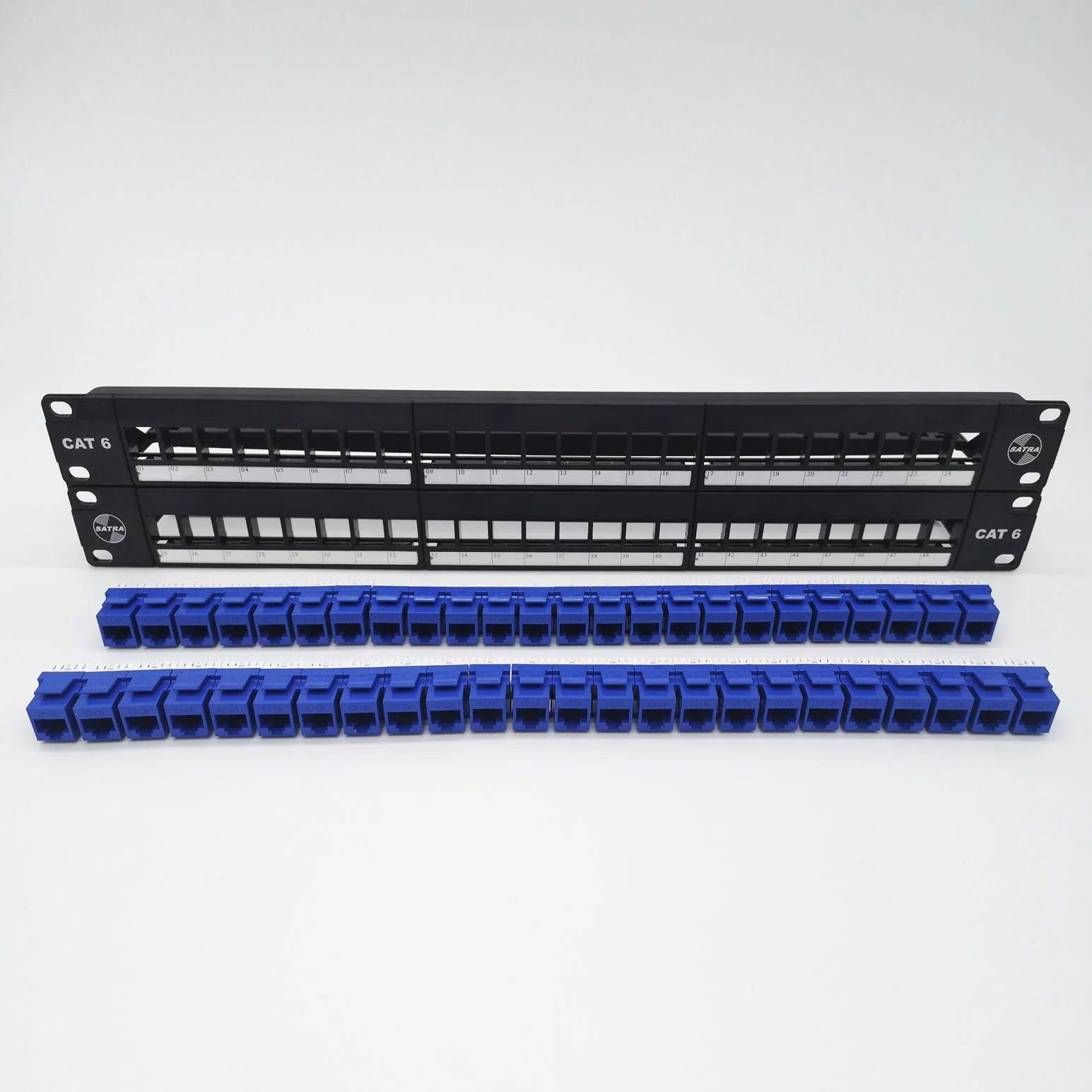 Pacth panel Cat 6 de 48 puertos SATRA 0102024804 Panel de conexion modular cargado con jacks - ARTEUS