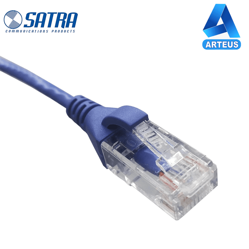 Patch cord Cat 6 SLIM x 3m SATRA Cable de red armado 28awg color azul - ARTEUS