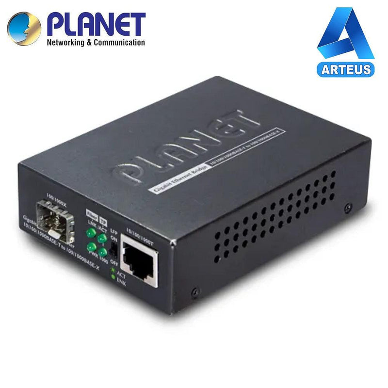 PLANET GT-805A - Convertidor de medios Gigabit 10/100/1000Base-T a 1000Base-SFP (mini-GBIC-LC) - ARTEUS