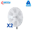 SANNY TELECOM STD6G34M2-PRO-2PK - PACK 02 ANTENA ROCKET DISH PARA PTP 34 DBI, 50 KM+ 2X2 MIMO 4.9 – 6.5 GHZ POLARIDAD X 45° - ARTEUS