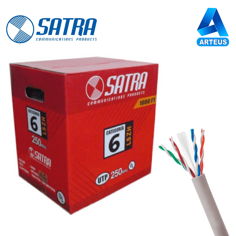 Satra 0202023006 - Cable UTP Cat. 6 LSZH Gris - Cobre sólido - 23awg - Rollo x 305m. - Para uso interior - ARTEUS