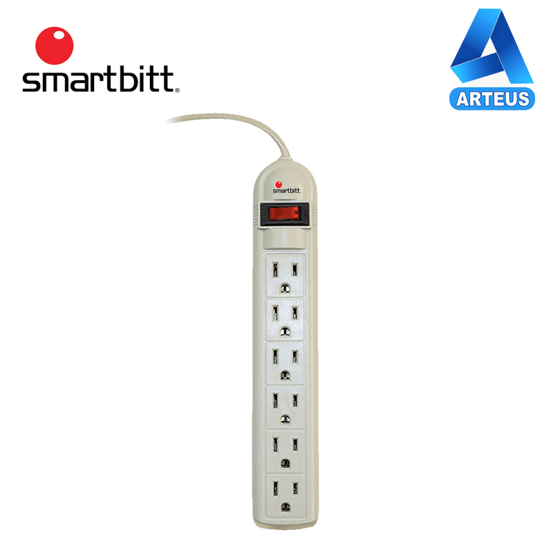 Supresor de picos 15amp SMARTBITT SBSS-90J6 Regleta de 6 tomas - ARTEUS