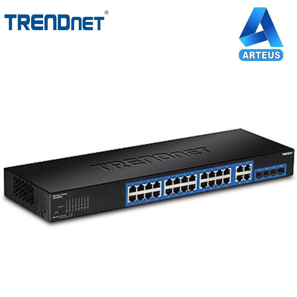 Switch web Smart de 28 puertos con 4 puertos para fibra optica Gigabit TRENDNET TEG-284WS. Conmutador con 4 puertos SFP. Capa 2 - ARTEUS